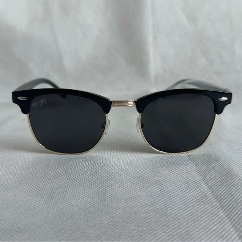 Polarized Half Frame Horn Rimmed Sunglasses Black Unisex Deep Eddy Vodka New